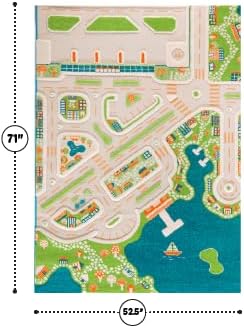 IVI Mini City Thick 3D Kids Play Mat Rug, 71" L x 53" W, Non-Toxic, Stain Resistant, Educational Montessori Activity Toys for Kids