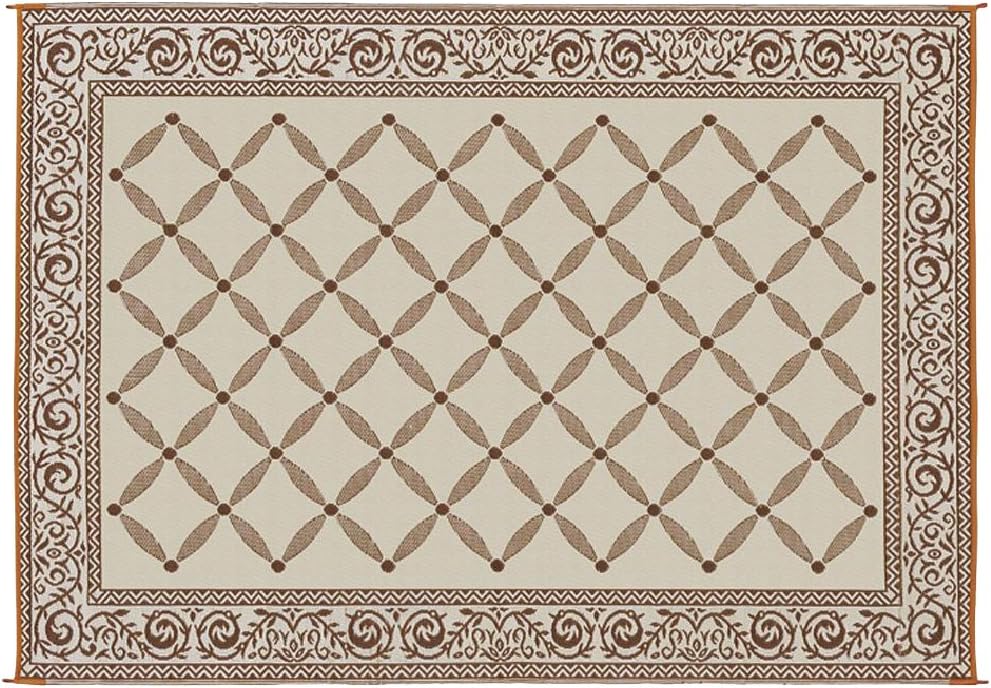 Stylish Camping 119127 9-feet by 12-feet Reversible Mat, Plastic Straw Rug, Large Floor Mat for Outdoors, RV, Patio, Backyard, Picnic, Beach, Camping (Brown/Beige)