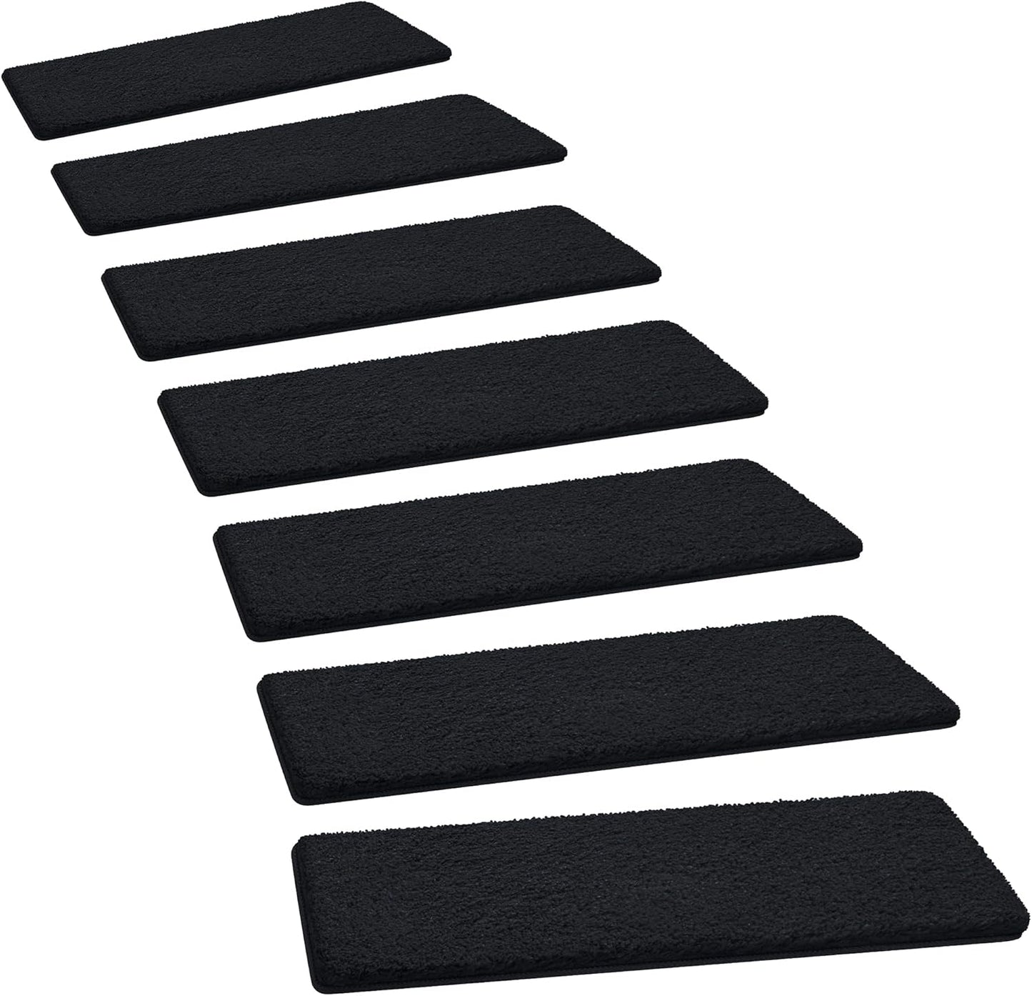 PURE ERA Carpet Stair Treads Ultra Plush 9.5" X 30"Soft Bullnose Indoor Stair Protectors Pet-Friendly Non-Slip Skid Resistant Tape Free Washable Reusable(14 Pieces, Cream Gray)
