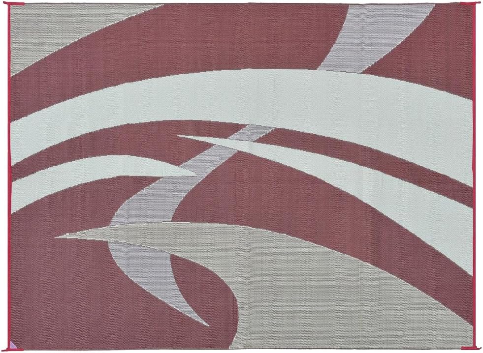 Stylish Camping 159125 9-feet by 12-feet Reversible Mat, Plastic Straw Rug, Large Floor Mat for Outdoors, RV, Patio, Backyard, Picnic, Beach, Camping (Burgundy)