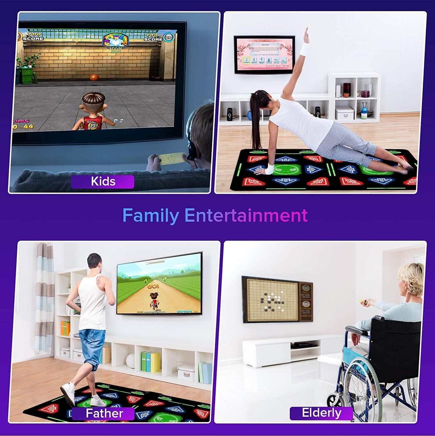 HDMI Dance Mat with Motion-Sensing Gun, 64GB Music & Game Console, 885 Songs, 1022 Interactive Games, 81 MTVs, Flannel Dance Pad for Kids, Music Toy & Gift for 3–14 Year Olds