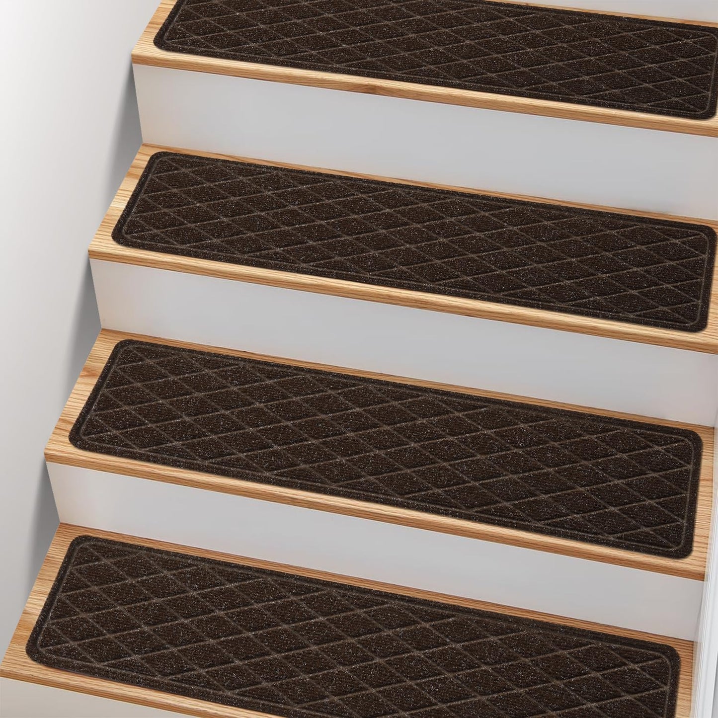 Non Slip Stair Treads for Wooden Steps,15 Pack 8" X 30" Stairs Carpet Treads Indoor with Reusable Peel and Stick Adhesive for Kids Elders and Pets