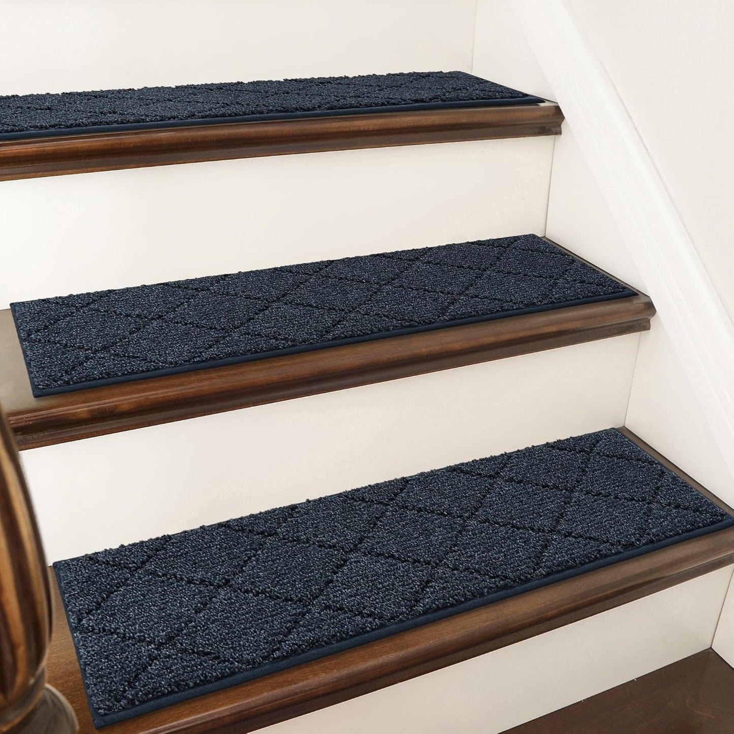 COSY HOMEER Edging Stair Treads Non-Slip Carpet Mat 28inX9in Indoor Stair Runners for Wooden Steps, Edging Stair Rugs for Kids and Dogs, 100% Polyester TPE Backing (15pc, Beige)