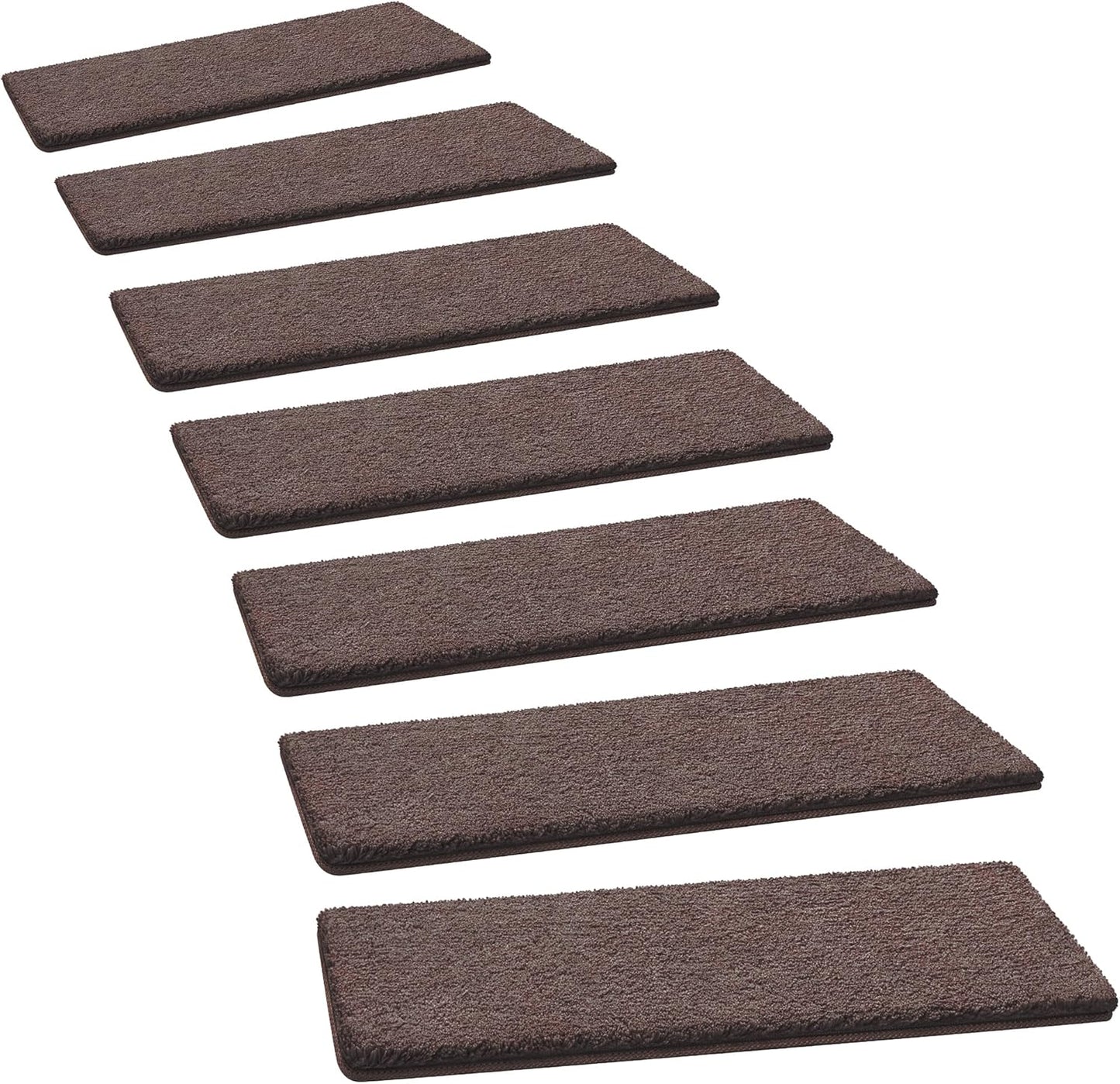 PURE ERA Carpet Stair Treads Ultra Plush 9.5" X 30"Soft Bullnose Indoor Stair Protectors Pet-Friendly Non-Slip Skid Resistant Tape Free Washable Reusable(14 Pieces, Cream Gray)
