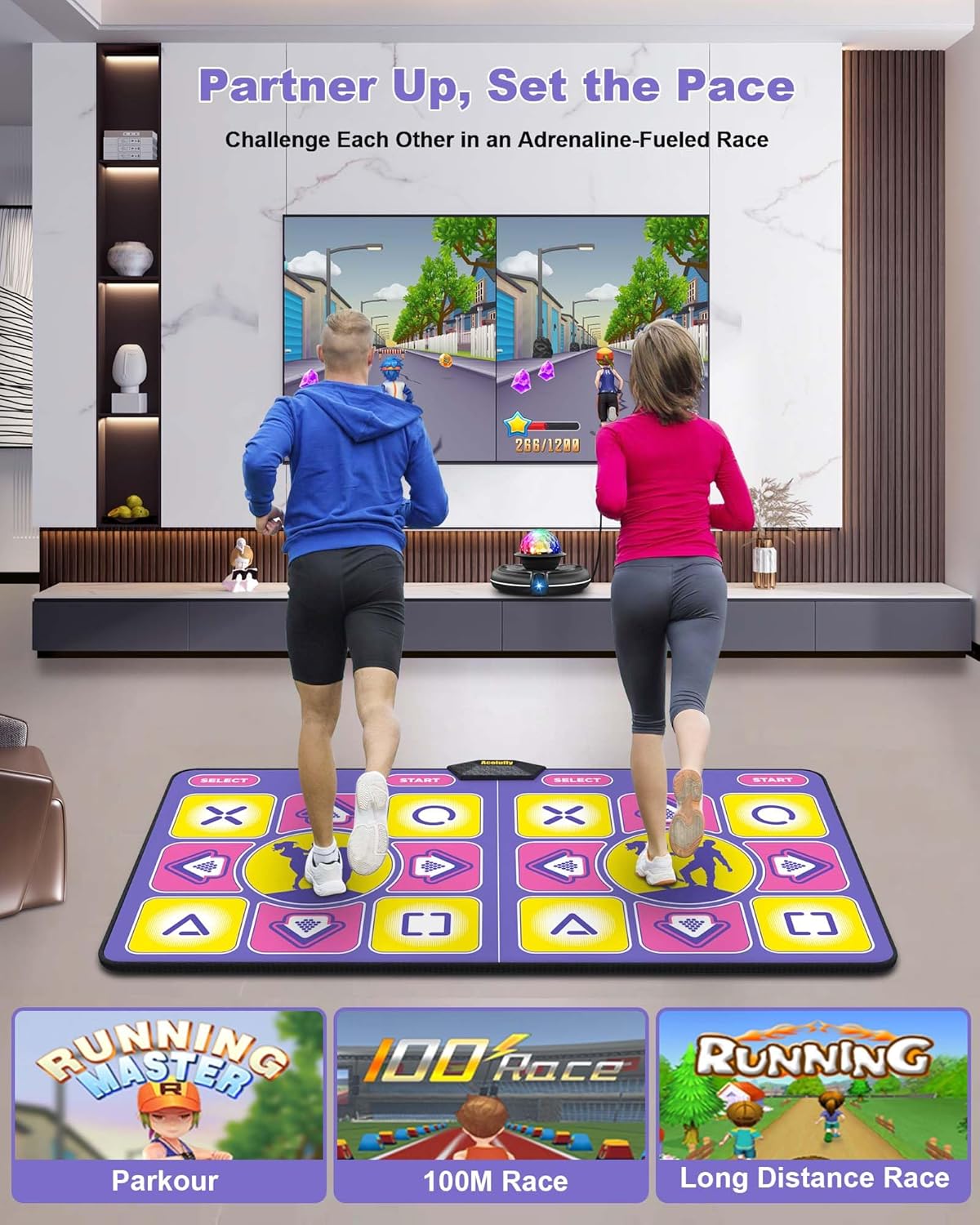 Dance Mat - Wireless Electronic Dance Mat for TV with Camera, Non-Slip Exercise Dance Pad with Yoga Mode for Kids & Adults, Family-Friendly Game Mat Toy Gift for Girls & Boys (Purple)