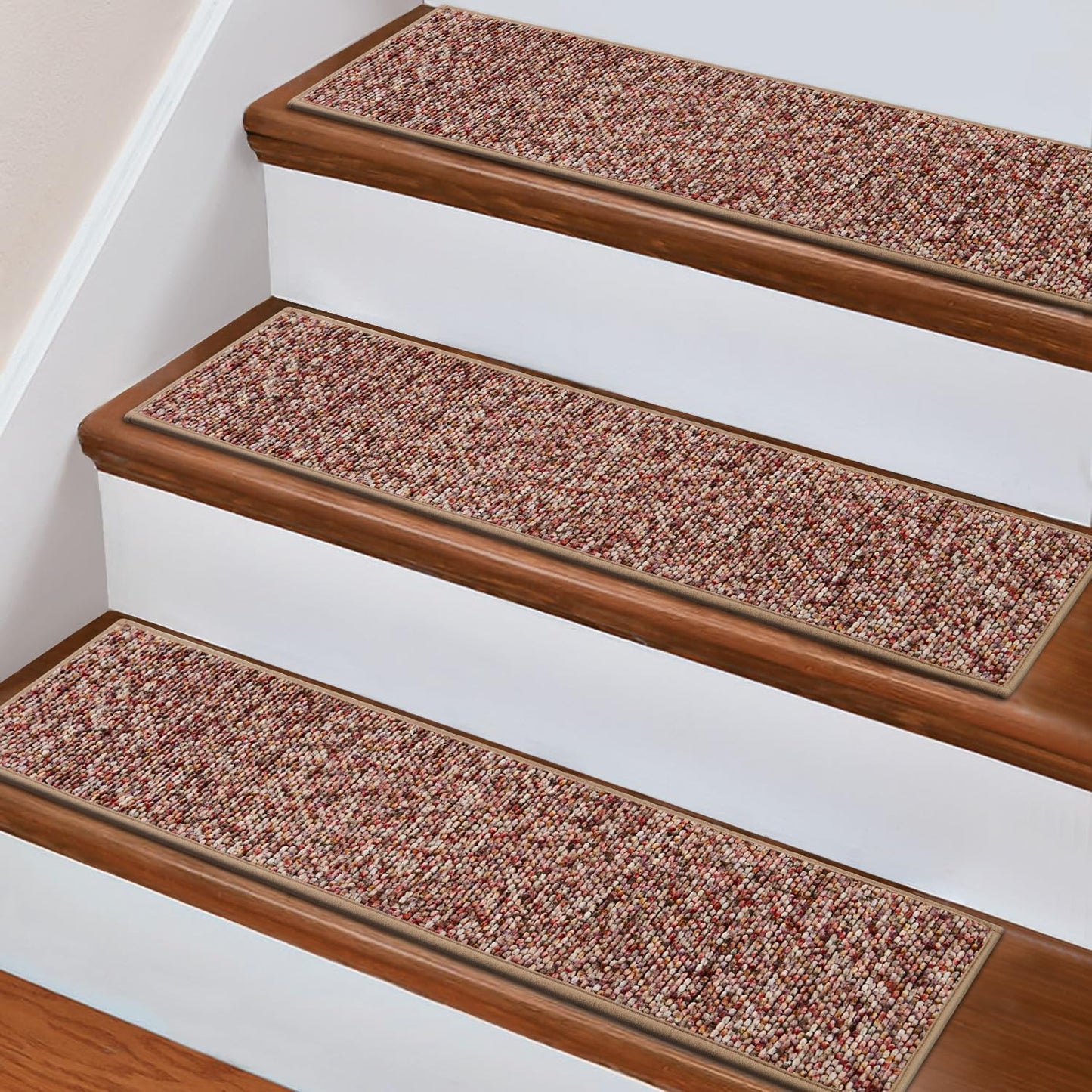 Non Slip Stair Treads for Wooden Steps,15 Pack 8" X 30" Stairs Carpet Treads Indoor with Reusable Peel and Stick Adhesive for Kids Elders and Pets