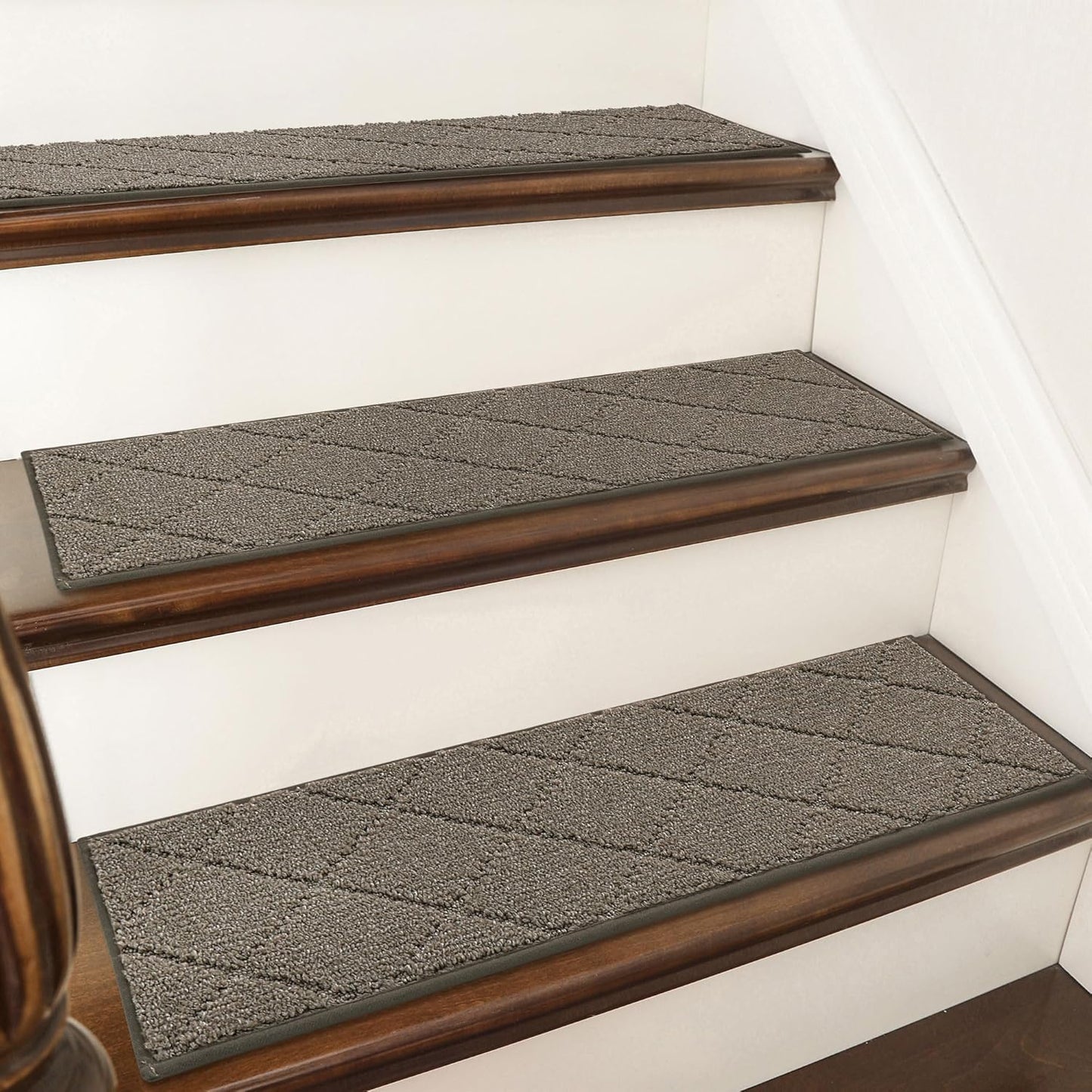 COSY HOMEER Edging Stair Treads Non-Slip Carpet Mat 28inX9in Indoor Stair Runners for Wooden Steps, Edging Stair Rugs for Kids and Dogs, 100% Polyester TPE Backing (15pc, Beige)