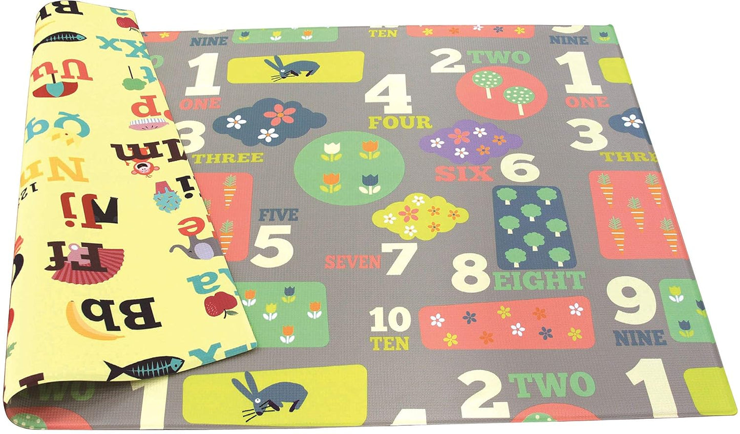 Baby Care Play Mat (Large, Playful - Zoo Town) 82'' x 55'' Original One-Piece Reversible Rollable Waterproof Play Mat for Infants, Babies, Toddler, and Kids