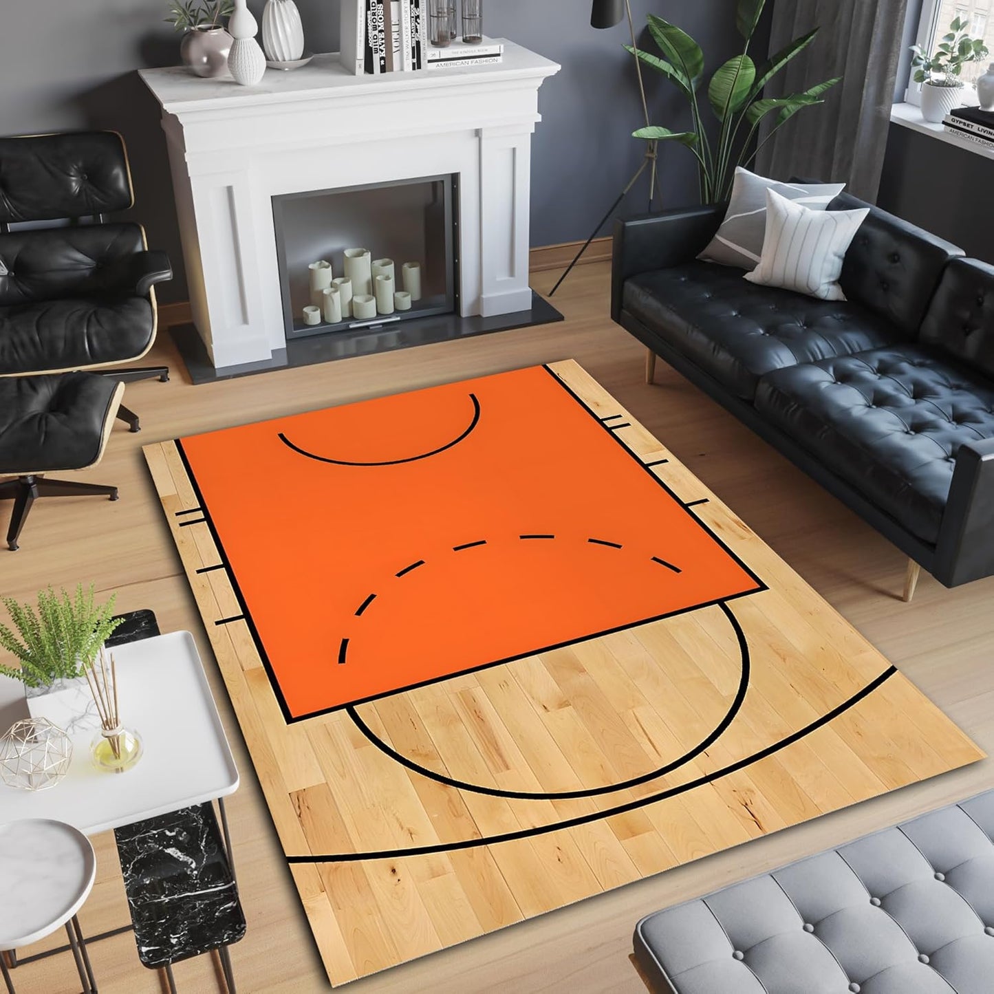 Game Rug, Basketball Court Carpet, Children Play Time, Half Basketball Court,Floor Decor Carpet,SPOR Play Mat,Gift, Washable Rug (70X110inch//180x280Cm)
