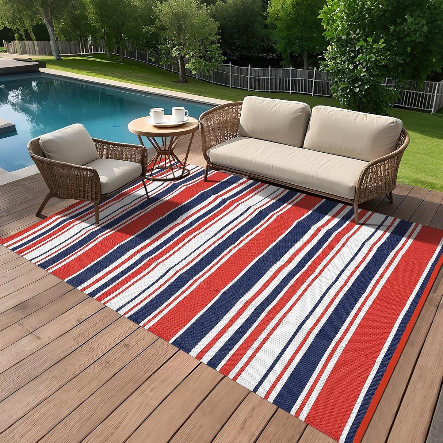 Garvee Outdoor Rug 10'x20' for Patios Clearance, Reversible Outdoor Plastic Straw Waterproof Camping Carpet, Large Area Rugs Patio Mats for Outside RV, Camper, Deck, Porch, Beach, Picnic (Black/Grey)