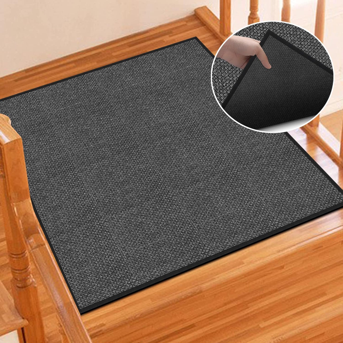 GOYLSER Non Slip Stair Treads for Wooden Steps Indoor, 15pcs Rubber Backed Beige Stair Rugs Pads, Removable Stair Mats for Pet Dog, Elders and Kids