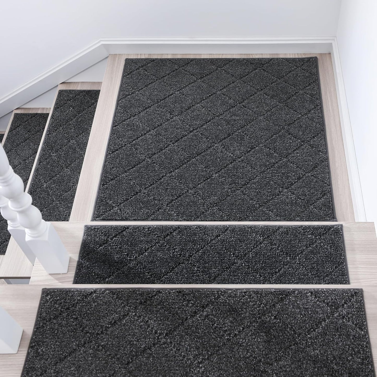 COSY HOMEER Edging Stair Treads Non-Slip Carpet Mat 28inX9in Indoor Stair Runners for Wooden Steps, Edging Stair Rugs for Kids and Dogs, 100% Polyester TPE Backing (15pc, Beige)