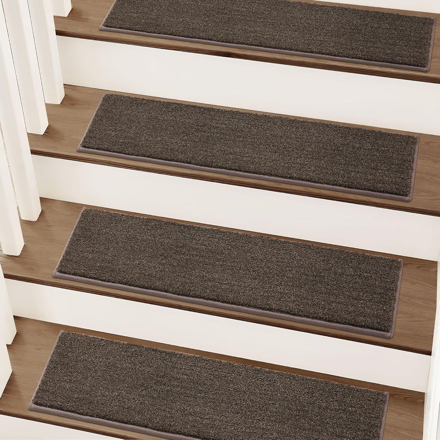 COSY HOMEER Stair Treads Non-Slip Carpet Stair Treads for Wooden Steps, Indoor Stair-Runner Rugs for Kids Elders & Pets 28"x9" (15Pc, Beige)