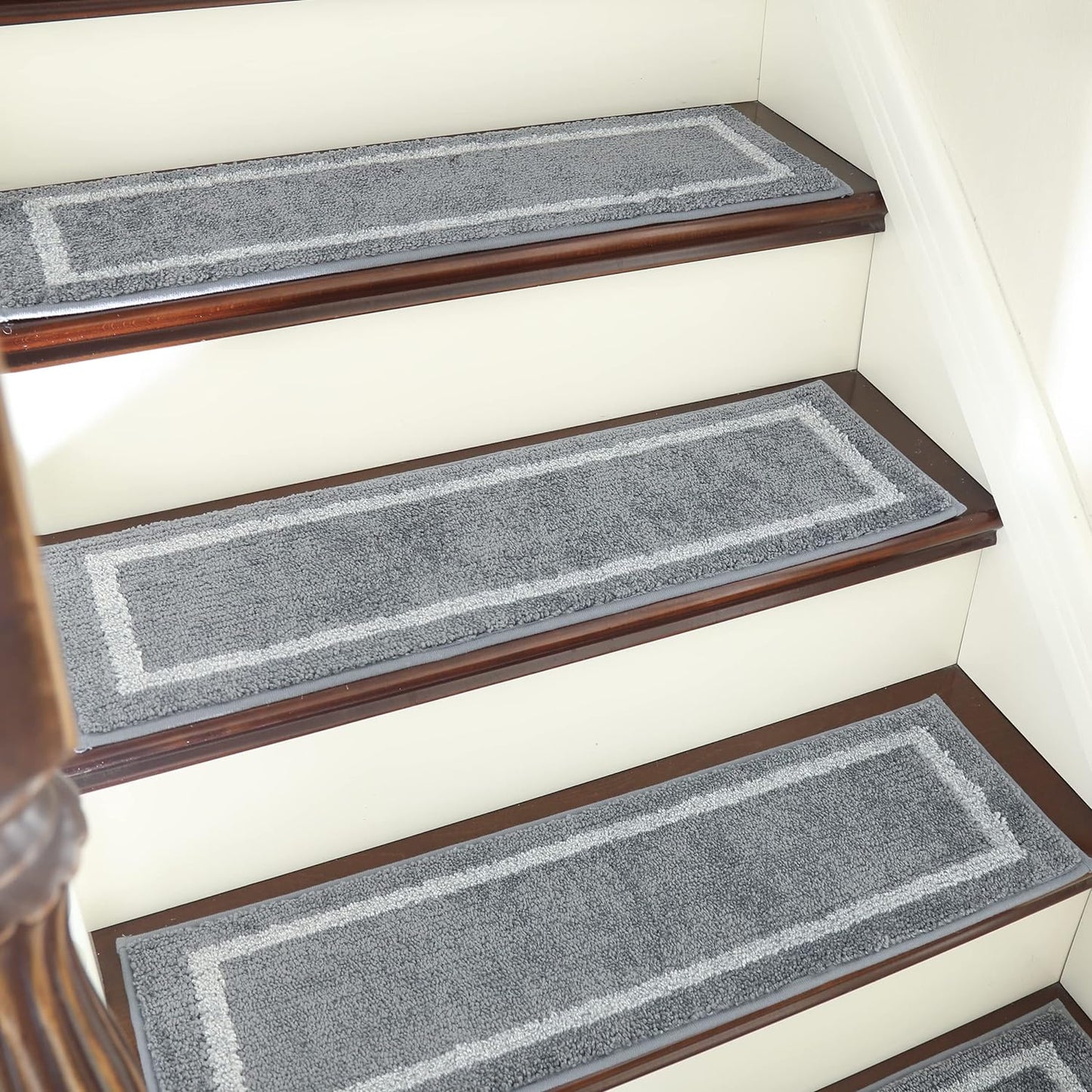 COSY HOMEER Soft Stair Treads 15pcs Non-Slip Carpet Mat 28inX9in Indoor Stair Runners for Wooden Steps,Stair Rugs for Kids and Dogs, 100% Polyester TPE Backing Beige,Square
