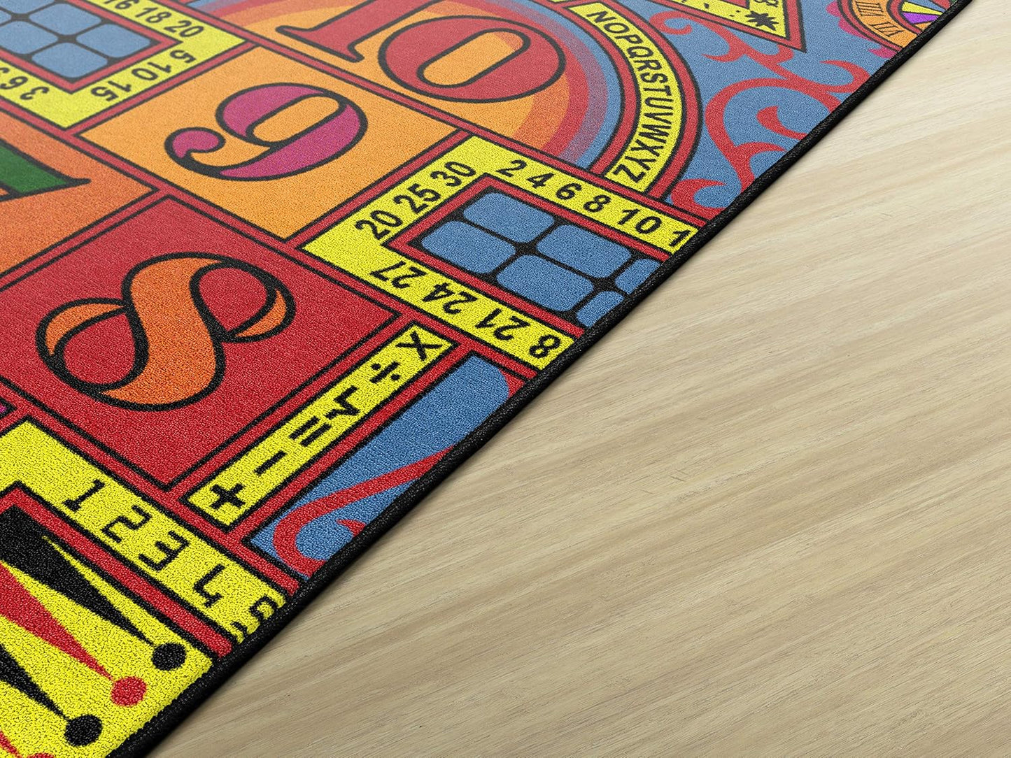 Flagship Carpets Games That Teach Activity Educational Area Rug, Design with Games, Numbers, Letters for Kids Room Mat, Children's Classroom or Playroom Carpet, 12' x 18', Multicolor