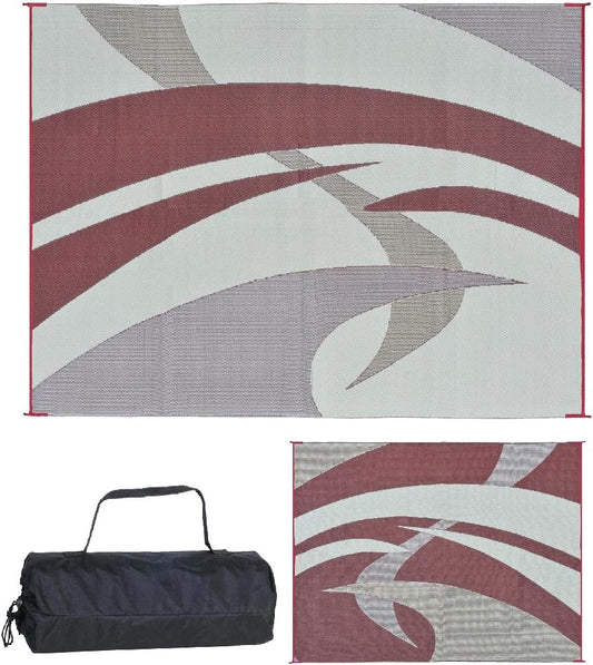 Stylish Camping 159125 9-feet by 12-feet Reversible Mat, Plastic Straw Rug, Large Floor Mat for Outdoors, RV, Patio, Backyard, Picnic, Beach, Camping (Burgundy)