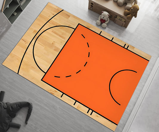 Game Rug, Basketball Court Carpet, Children Play Time, Half Basketball Court,Floor Decor Carpet,SPOR Play Mat,Gift, Washable Rug (70X110inch//180x280Cm)