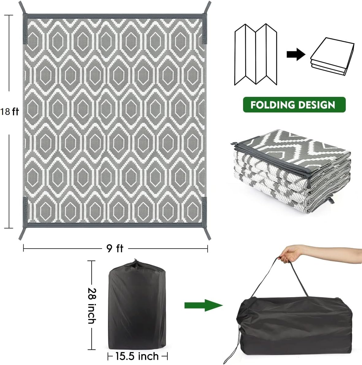 Outdoor Camping Rugs, Rug Patios Clearance Plastic Straw Rug Weatherproof Reversible Mats, Large Floor Mat for Outdoors, RV, Patio, Backyard, Deck, Picnic, Beach, Trailer, Camping