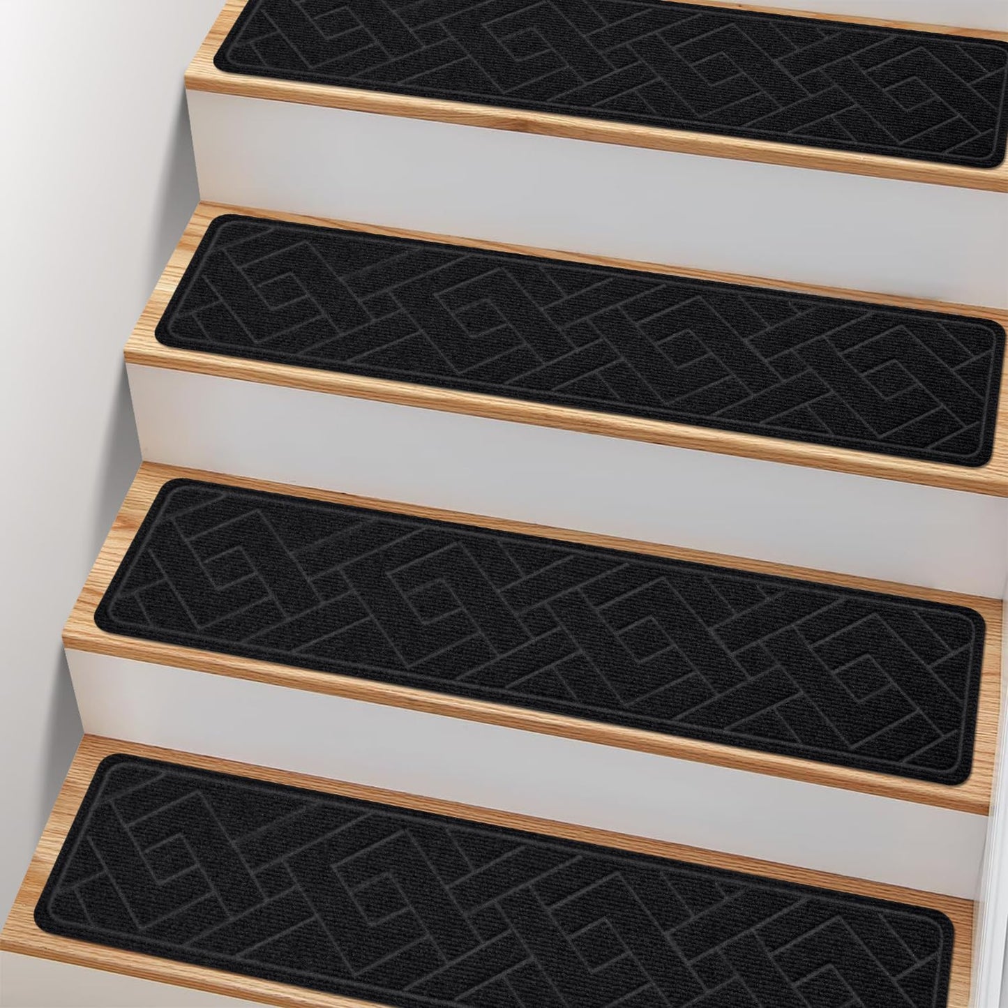 Non Slip Stair Treads for Wooden Steps,15 Pack 8" X 30" Stairs Carpet Treads Indoor with Reusable Peel and Stick Adhesive for Kids Elders and Pets
