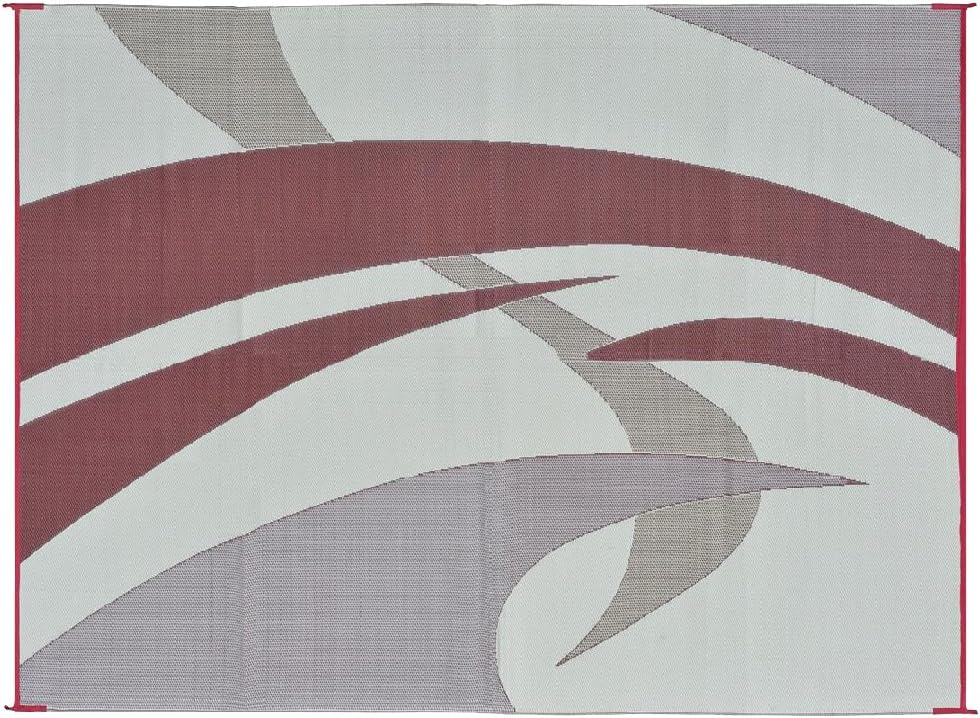Stylish Camping 159125 9-feet by 12-feet Reversible Mat, Plastic Straw Rug, Large Floor Mat for Outdoors, RV, Patio, Backyard, Picnic, Beach, Camping (Burgundy)