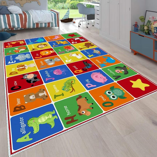 ABC Alphabet Animal Rug, Educational Letter Learning Game Playmat for Kids, Crawl Floor Mat in The Bedroom, Playroom, or Classroom(79x118in)