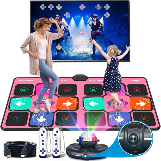 FWFX Dance Mat for Adults and Kids, Double User Wireless Dance Pad Game for TV, Plug and Play Electronic Dance Mats with Smart Camera, Exercise Dancing Mat for Family Games, Xmas Birthday Gifts Ideas