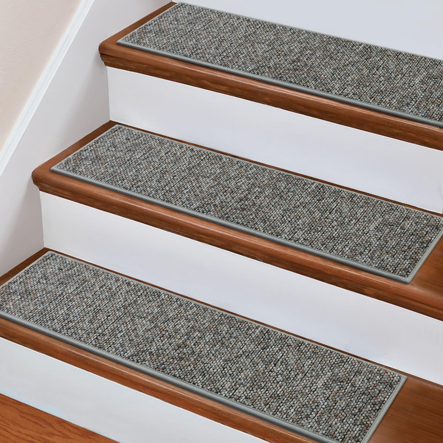 Non Slip Stair Treads for Wooden Steps,15 Pack 8" X 30" Stairs Carpet Treads Indoor with Reusable Peel and Stick Adhesive for Kids Elders and Pets