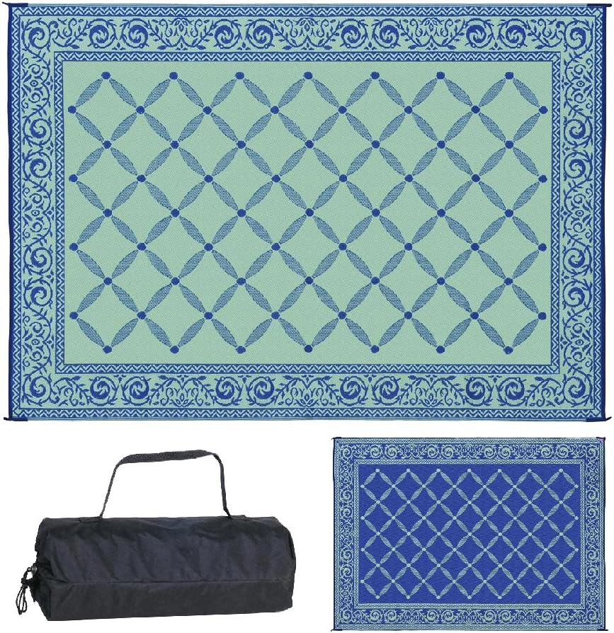 Stylish Camping 119127 9-feet by 12-feet Reversible Mat, Plastic Straw Rug, Large Floor Mat for Outdoors, RV, Patio, Backyard, Picnic, Beach, Camping (Brown/Beige)