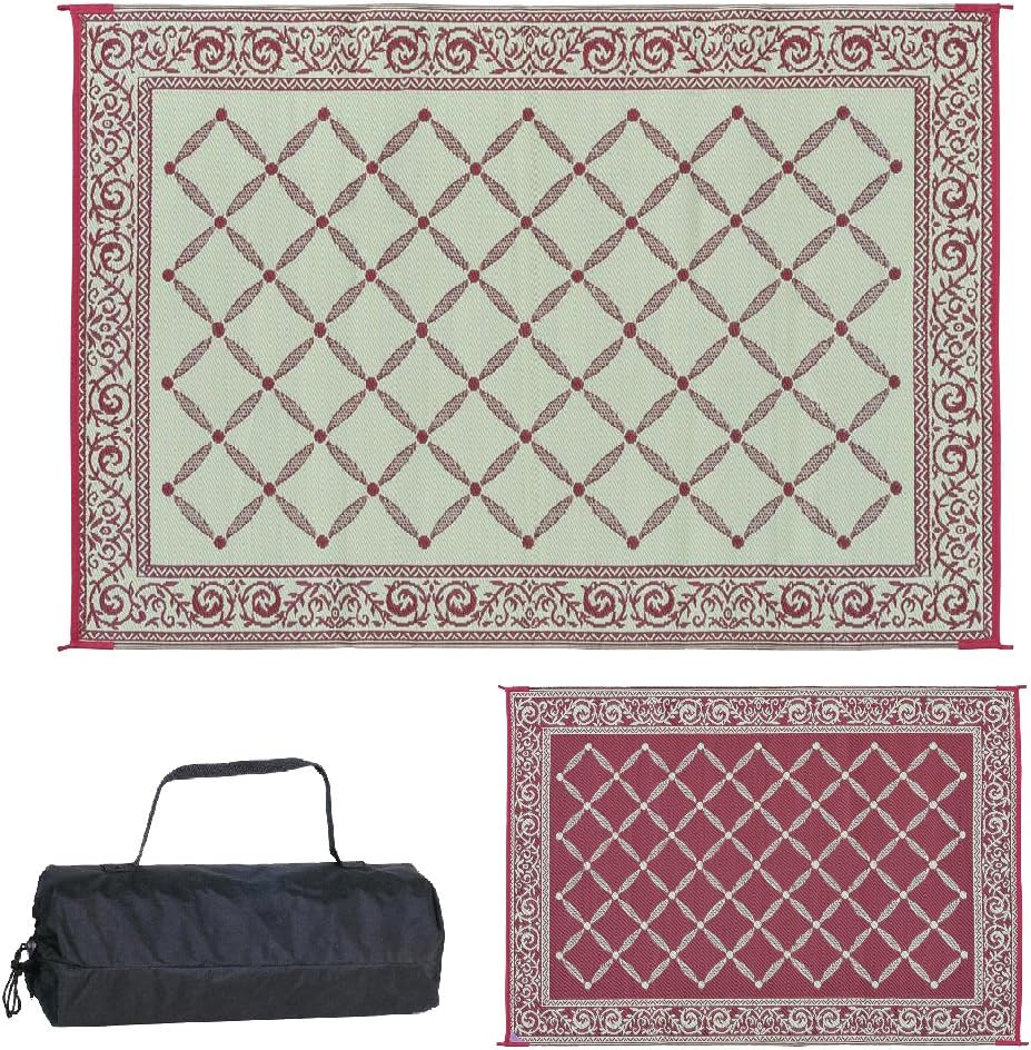 Stylish Camping 119127 9-feet by 12-feet Reversible Mat, Plastic Straw Rug, Large Floor Mat for Outdoors, RV, Patio, Backyard, Picnic, Beach, Camping (Brown/Beige)