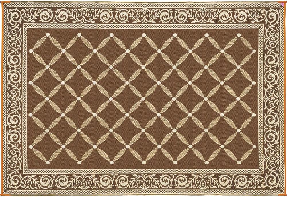 Stylish Camping 119127 9-feet by 12-feet Reversible Mat, Plastic Straw Rug, Large Floor Mat for Outdoors, RV, Patio, Backyard, Picnic, Beach, Camping (Brown/Beige)