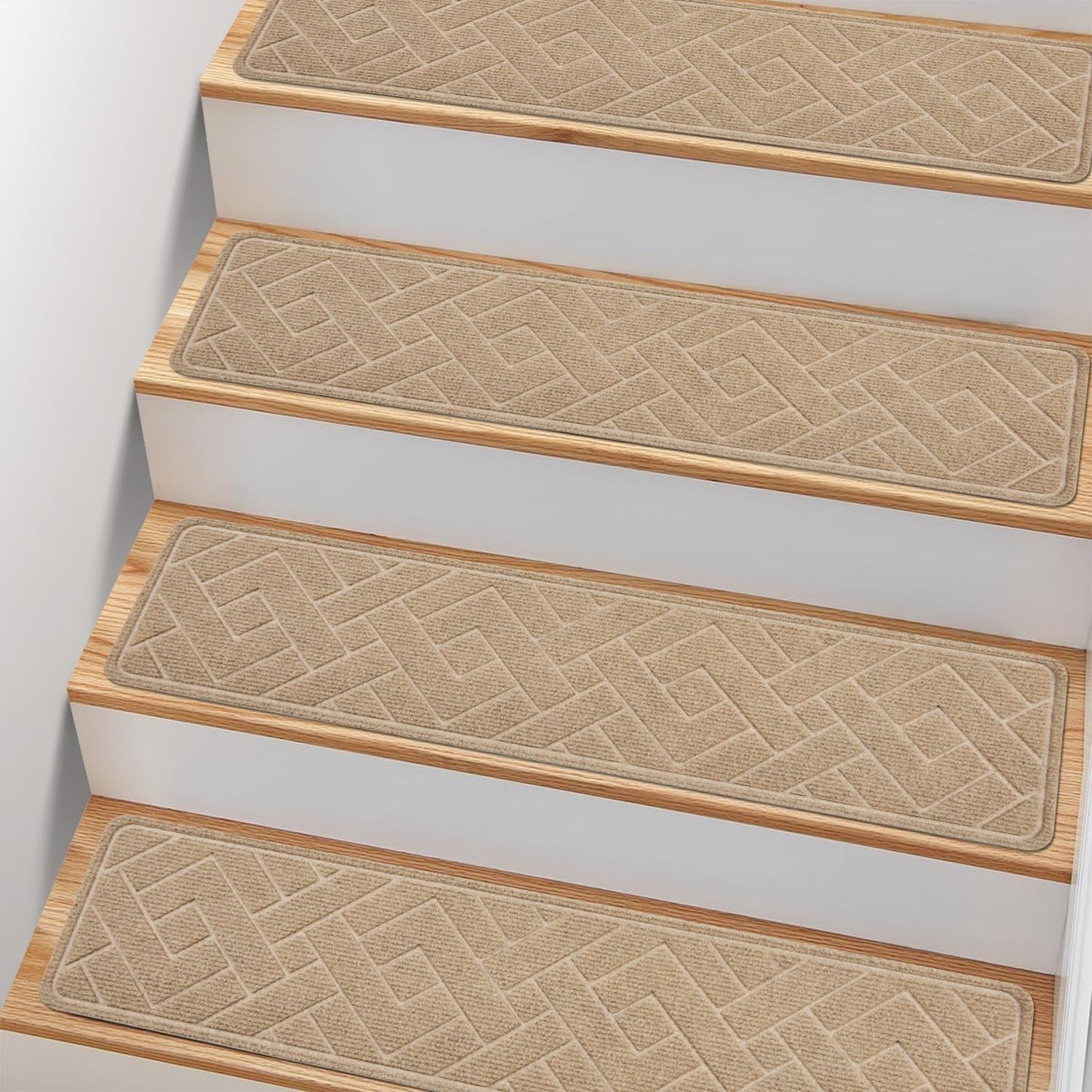 Non Slip Stair Treads for Wooden Steps,15 Pack 8" X 30" Stairs Carpet Treads Indoor with Reusable Peel and Stick Adhesive for Kids Elders and Pets
