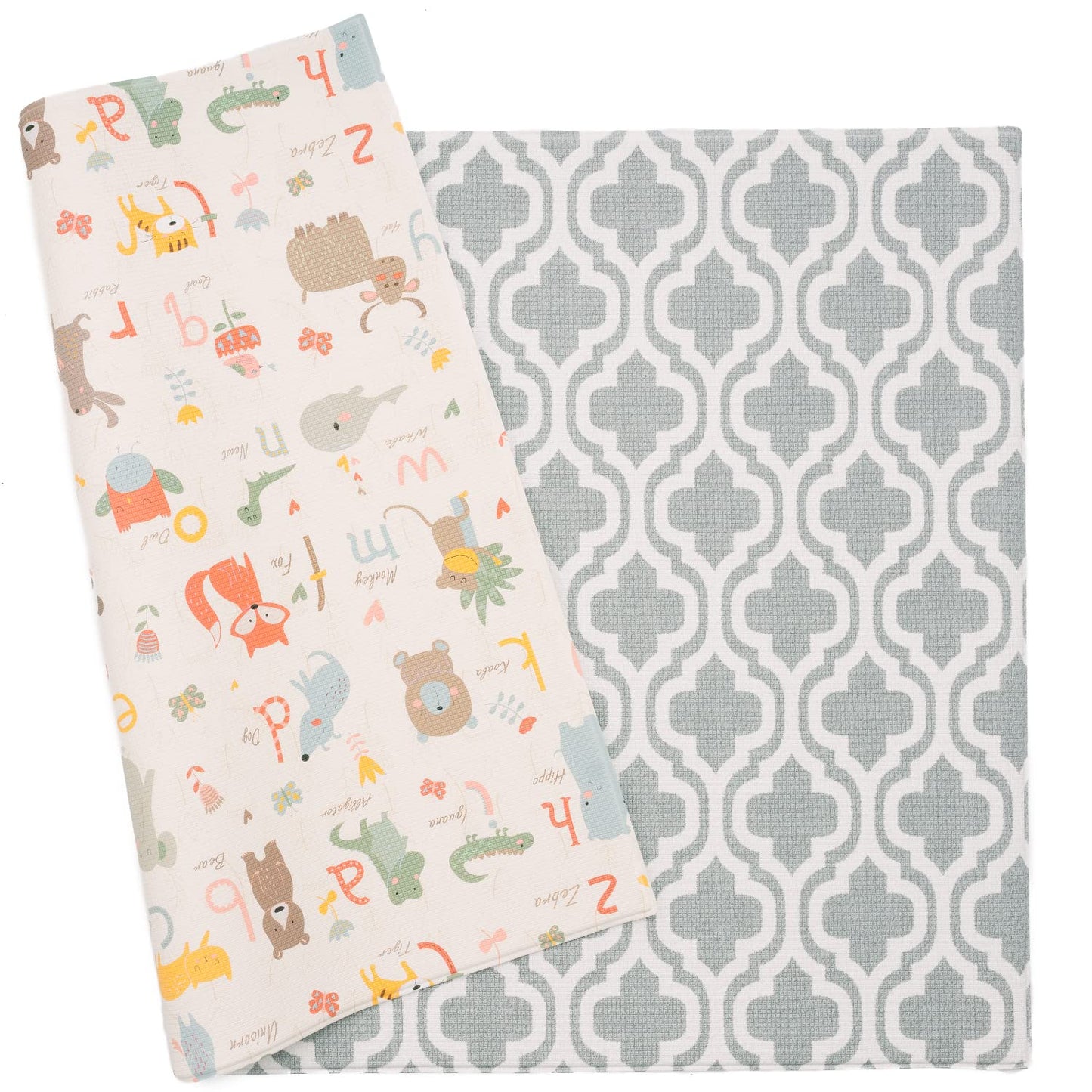 Baby Care Play Mat (Large, Playful - Zoo Town) 82'' x 55'' Original One-Piece Reversible Rollable Waterproof Play Mat for Infants, Babies, Toddler, and Kids