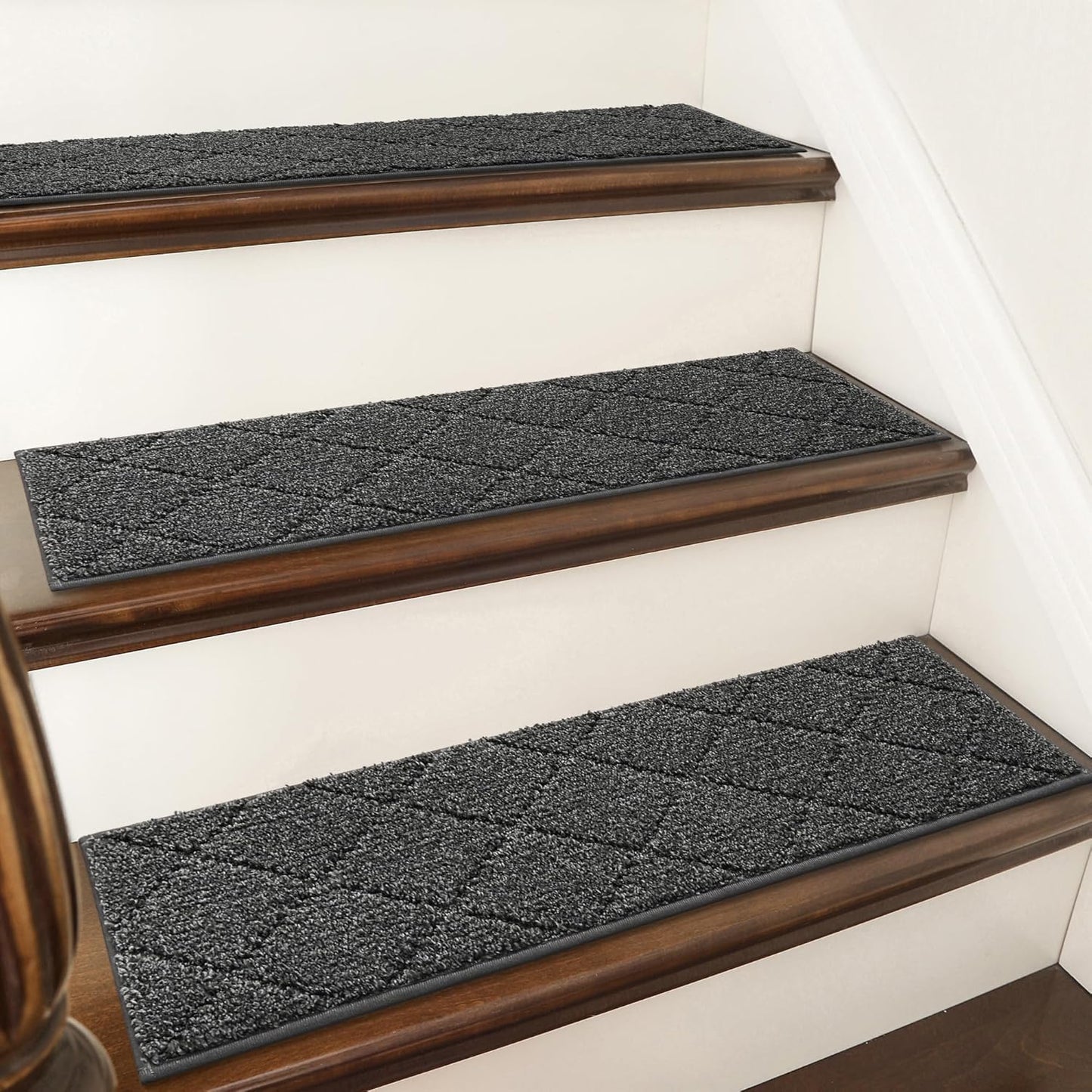 COSY HOMEER Edging Stair Treads Non-Slip Carpet Mat 28inX9in Indoor Stair Runners for Wooden Steps, Edging Stair Rugs for Kids and Dogs, 100% Polyester TPE Backing (15pc, Beige)