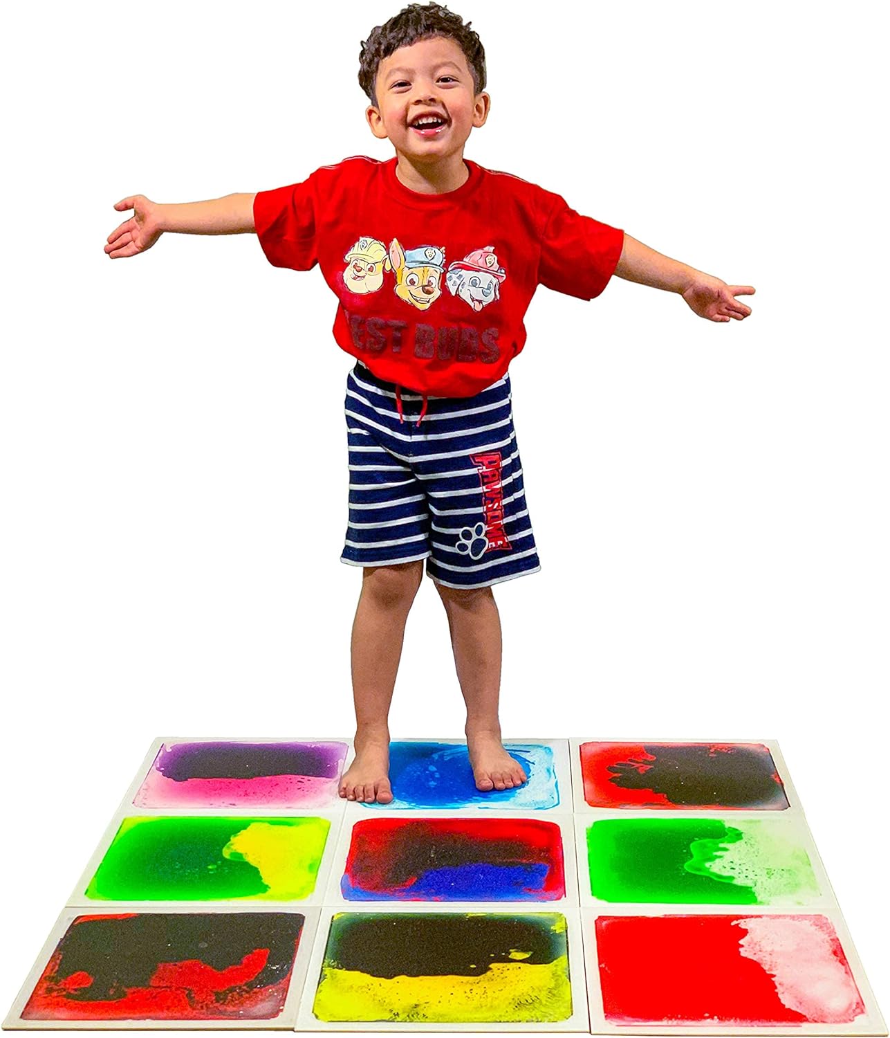 Art3d 10-Tile Sensory Room Tiles Multi-Color Liquid Encased Floor Playmat Kids Play Floor Tiles, 19.7" Large Tile 27 Sq.Ft