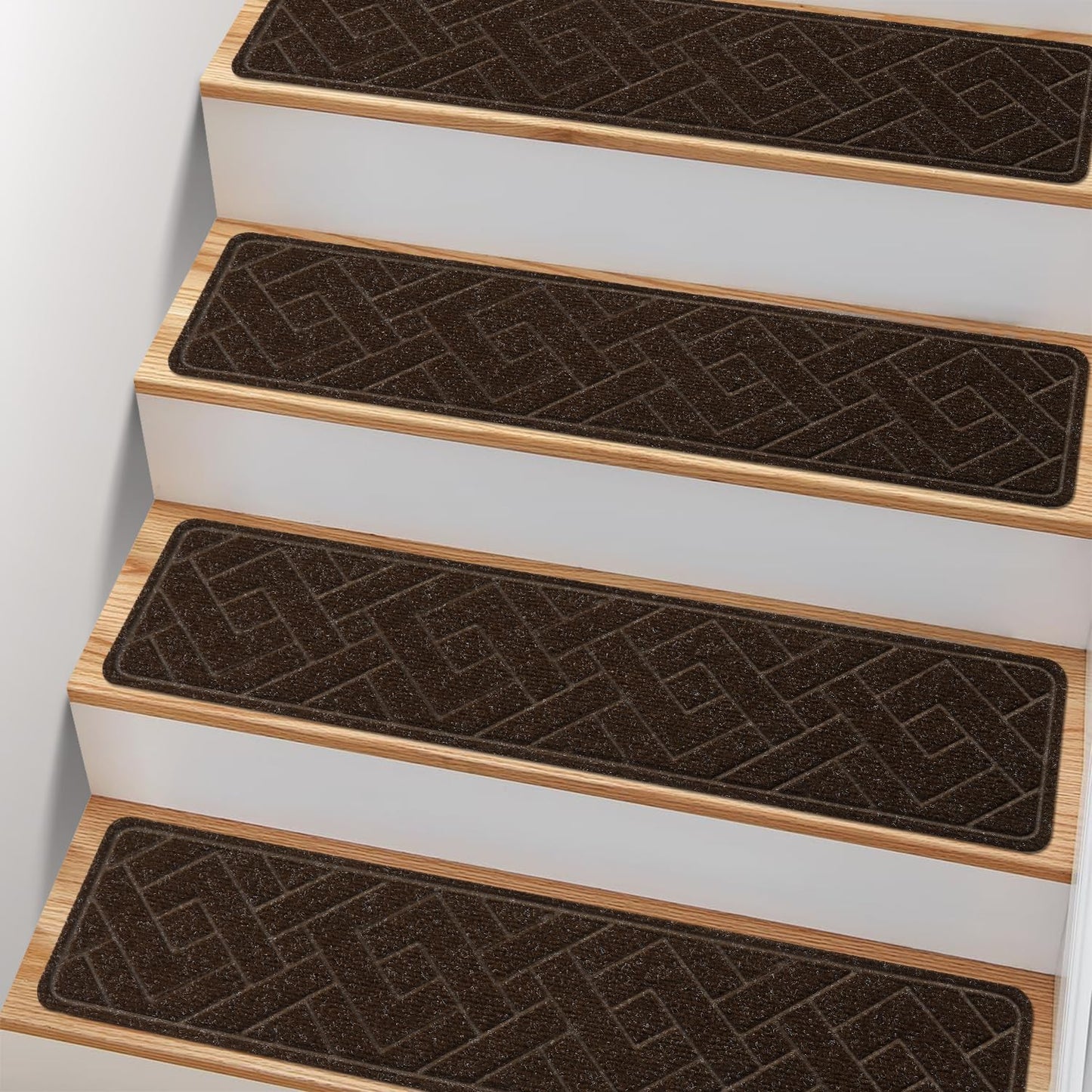 Non Slip Stair Treads for Wooden Steps,15 Pack 8" X 30" Stairs Carpet Treads Indoor with Reusable Peel and Stick Adhesive for Kids Elders and Pets