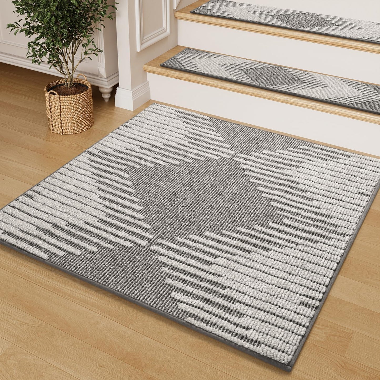 PADOOR 15PC Stair-Treads Non Slip, 3D Peel and Stick Stair Treads for Wooden Steps Indoor, Stair-Carpet Treads Washable Reusable Adhesive Stair-Runner Rugs for Kids and Dogs 8"x30" Brown