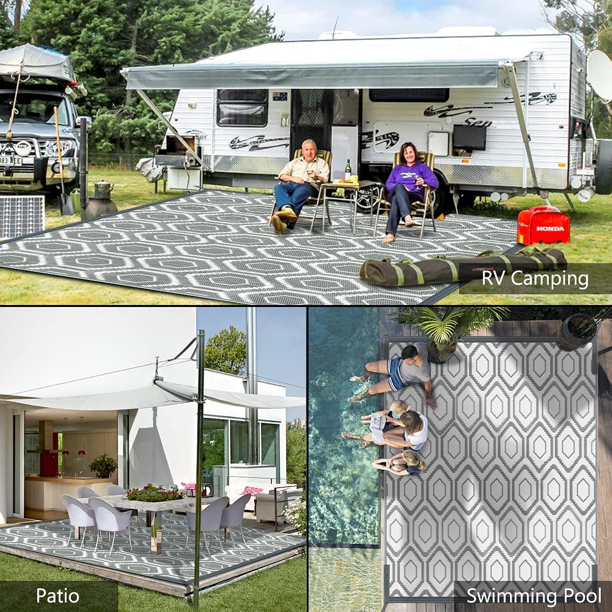 Outdoor Camping Rugs, Rug Patios Clearance Plastic Straw Rug Weatherproof Reversible Mats, Large Floor Mat for Outdoors, RV, Patio, Backyard, Deck, Picnic, Beach, Trailer, Camping