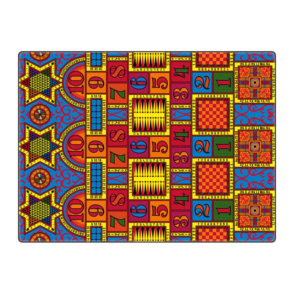 Flagship Carpets Games That Teach Activity Educational Area Rug, Design with Games, Numbers, Letters for Kids Room Mat, Children's Classroom or Playroom Carpet, 12' x 18', Multicolor