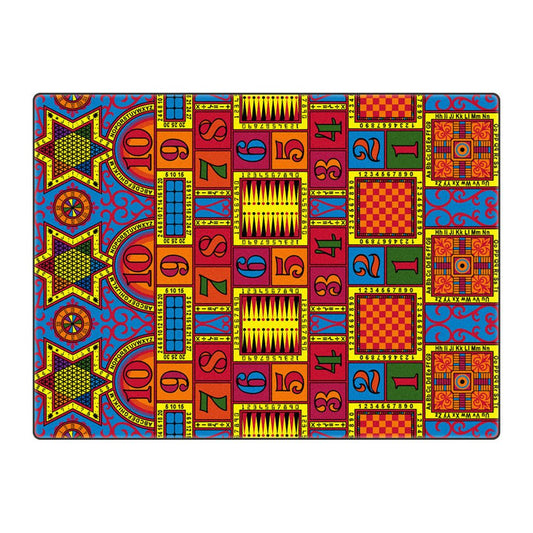 Flagship Carpets Games That Teach Activity Educational Area Rug, Design with Games, Numbers, Letters for Kids Room Mat, Children's Classroom or Playroom Carpet, 12' x 18', Multicolor