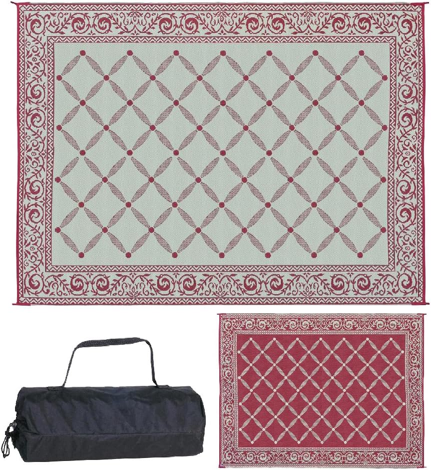 Stylish Camping 119127 9-feet by 12-feet Reversible Mat, Plastic Straw Rug, Large Floor Mat for Outdoors, RV, Patio, Backyard, Picnic, Beach, Camping (Brown/Beige)