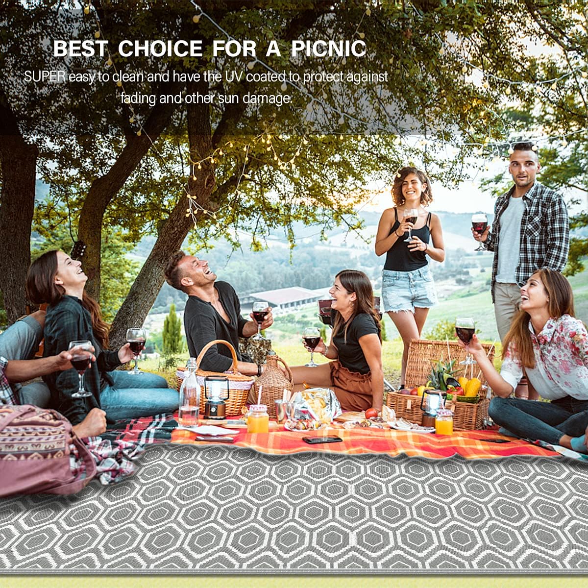 Outdoor Camping Rugs, Rug Patios Clearance Plastic Straw Rug Weatherproof Reversible Mats, Large Floor Mat for Outdoors, RV, Patio, Backyard, Deck, Picnic, Beach, Trailer, Camping