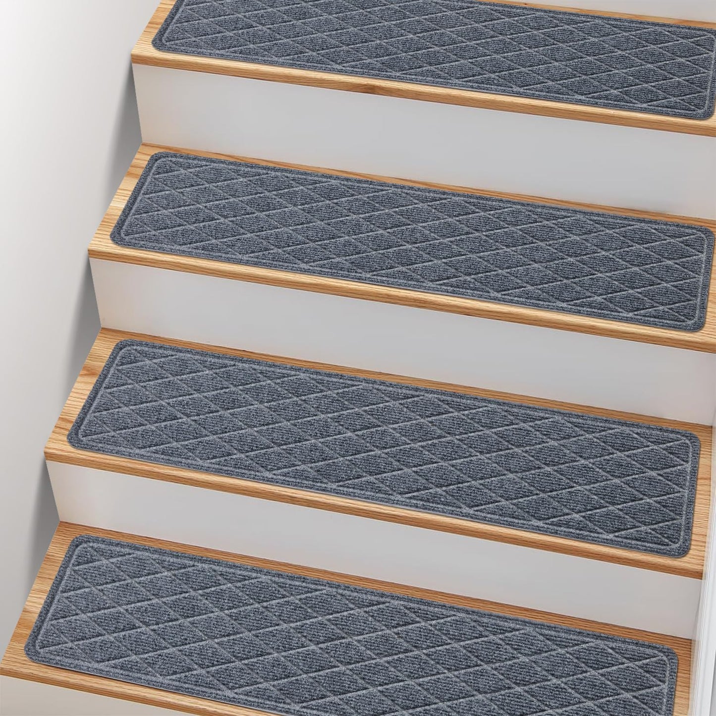 Non Slip Stair Treads for Wooden Steps,15 Pack 8" X 30" Stairs Carpet Treads Indoor with Reusable Peel and Stick Adhesive for Kids Elders and Pets