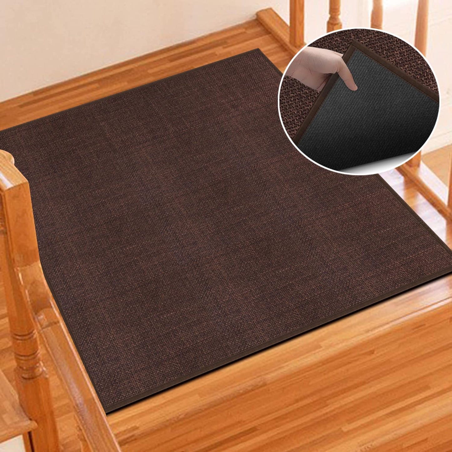 GOYLSER Non Slip Stair Treads for Wooden Steps Indoor, 15pcs Rubber Backed Beige Stair Rugs Pads, Removable Stair Mats for Pet Dog, Elders and Kids