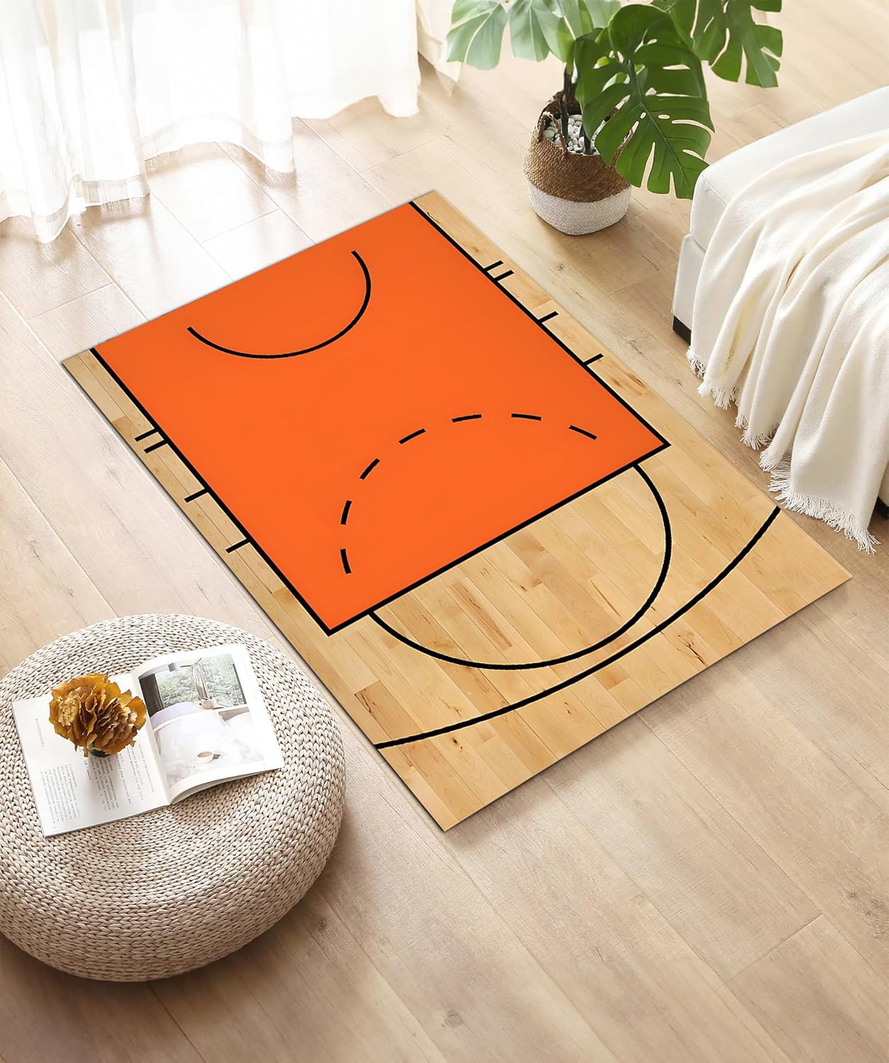 Game Rug, Basketball Court Carpet, Children Play Time, Half Basketball Court,Floor Decor Carpet,SPOR Play Mat,Gift, Washable Rug (70X110inch//180x280Cm)
