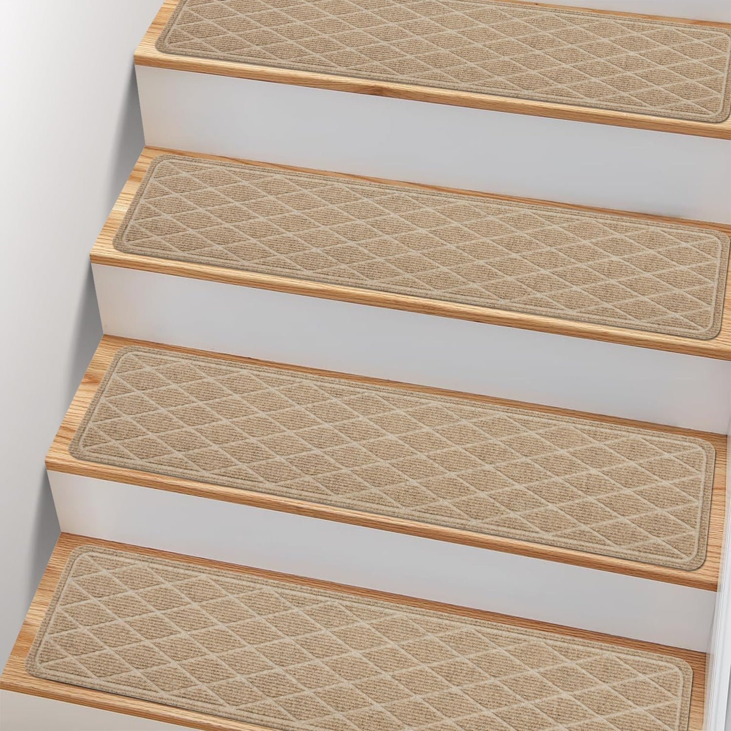 Non Slip Stair Treads for Wooden Steps,15 Pack 8" X 30" Stairs Carpet Treads Indoor with Reusable Peel and Stick Adhesive for Kids Elders and Pets