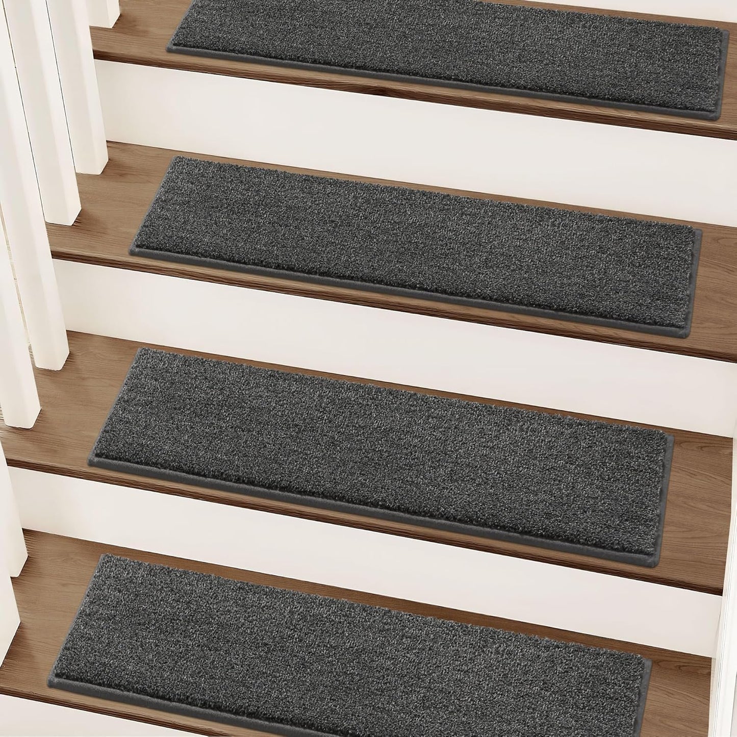 COSY HOMEER Stair Treads Non-Slip Carpet Stair Treads for Wooden Steps, Indoor Stair-Runner Rugs for Kids Elders & Pets 28"x9" (15Pc, Beige)