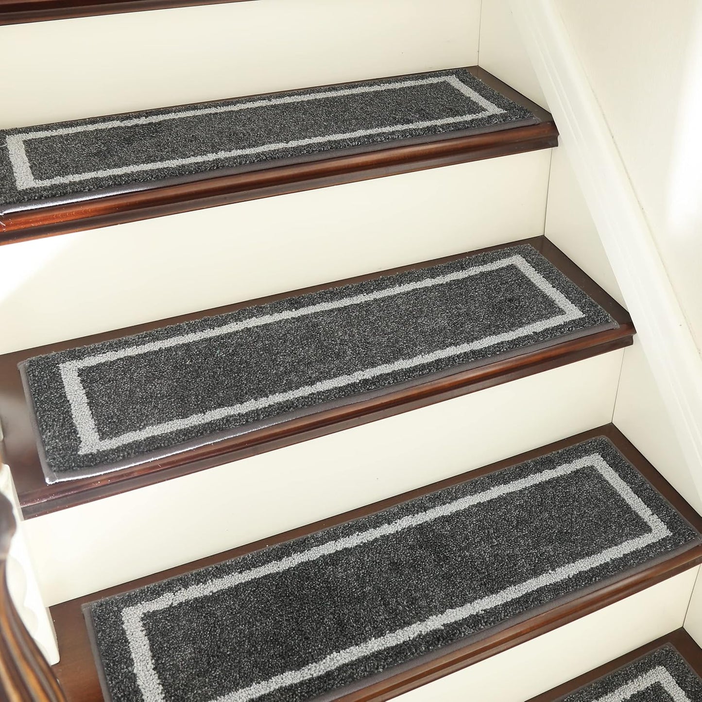 COSY HOMEER Soft Stair Treads 15pcs Non-Slip Carpet Mat 28inX9in Indoor Stair Runners for Wooden Steps,Stair Rugs for Kids and Dogs, 100% Polyester TPE Backing Beige,Square