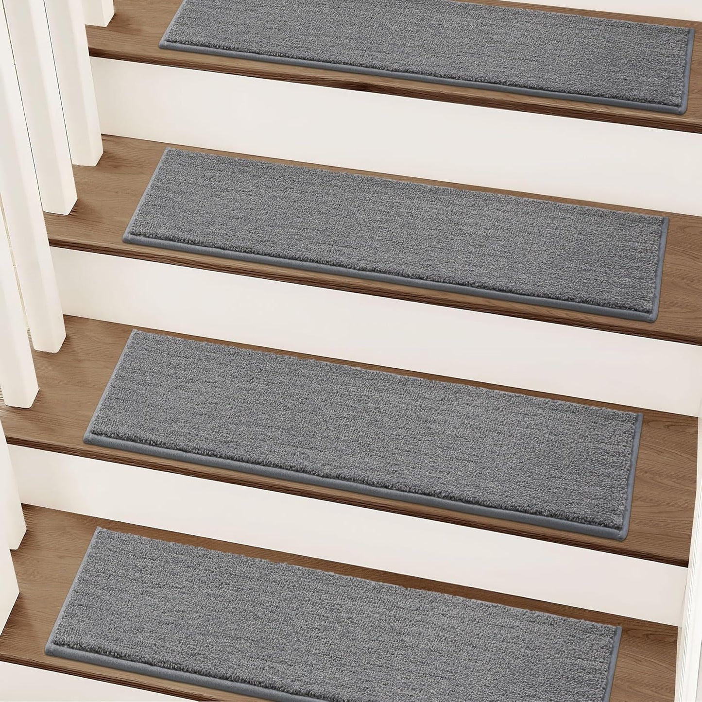 COSY HOMEER Stair Treads Non-Slip Carpet Stair Treads for Wooden Steps, Indoor Stair-Runner Rugs for Kids Elders & Pets 28"x9" (15Pc, Beige)
