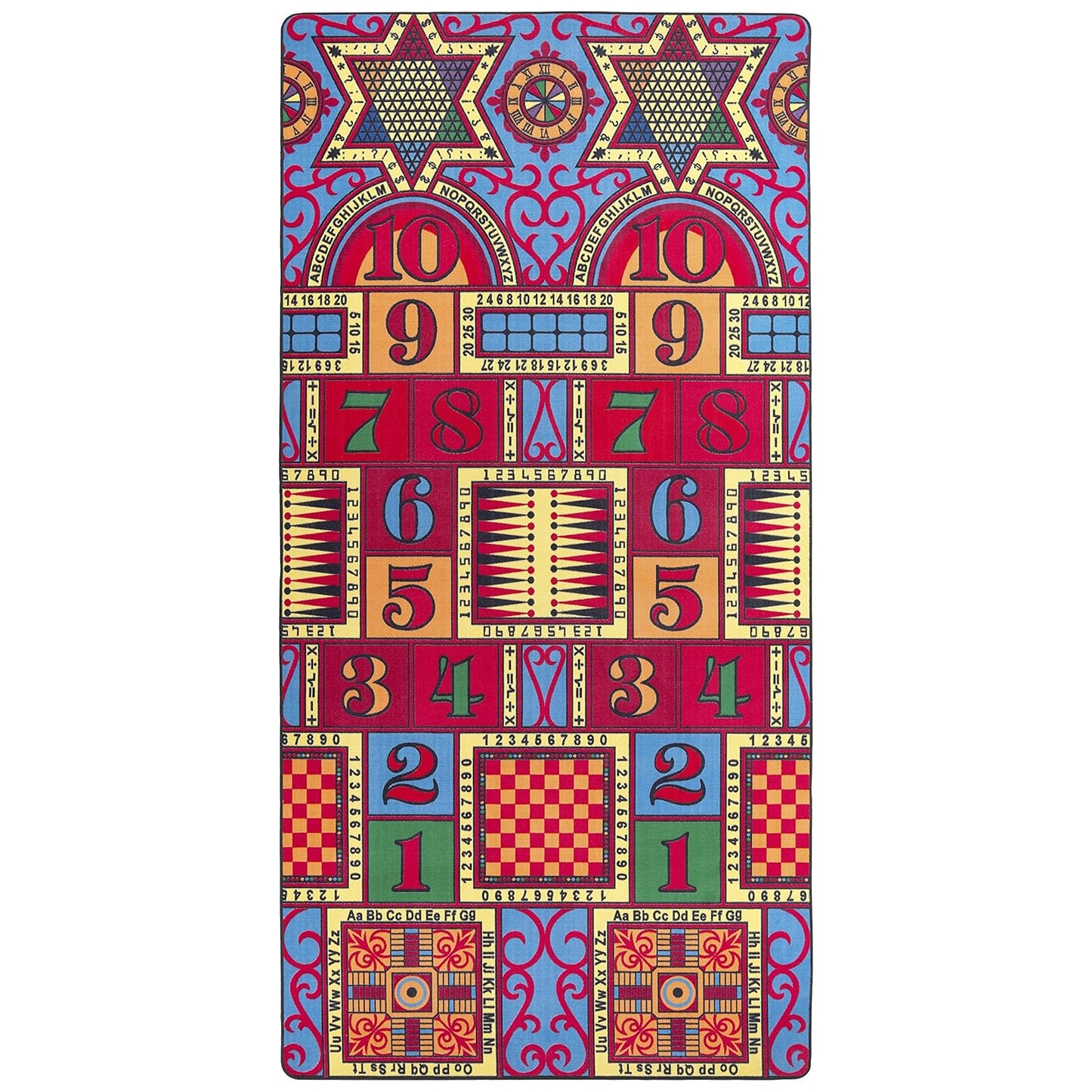 Flagship Carpets Games That Teach Activity Educational Area Rug, Design with Games, Numbers, Letters for Kids Room Mat, Children's Classroom or Playroom Carpet, 12' x 18', Multicolor